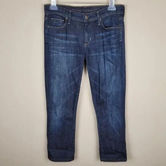 Citizens Of Humanity Size 28 Elson Medium Rise Straight Leg Cropped Blue - Picture 1 of 12